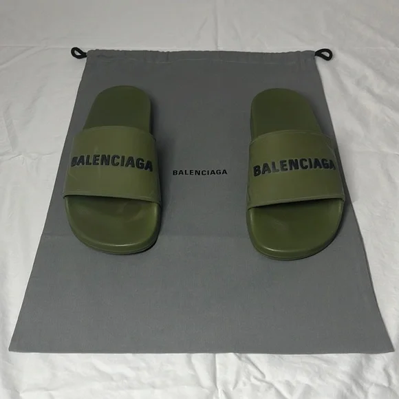 Balenciaga | Shoes | Balenciaga Pool Slide Sandal Kaki Green  display picture 1